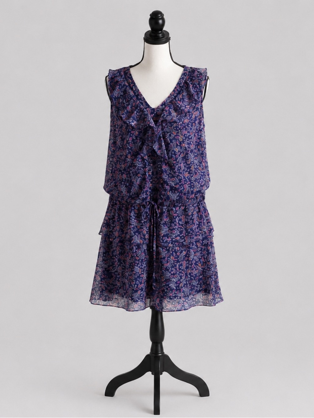 Mossimo Supply Co. Purple Paisley Ruffle Tie-Waist Mini Dress